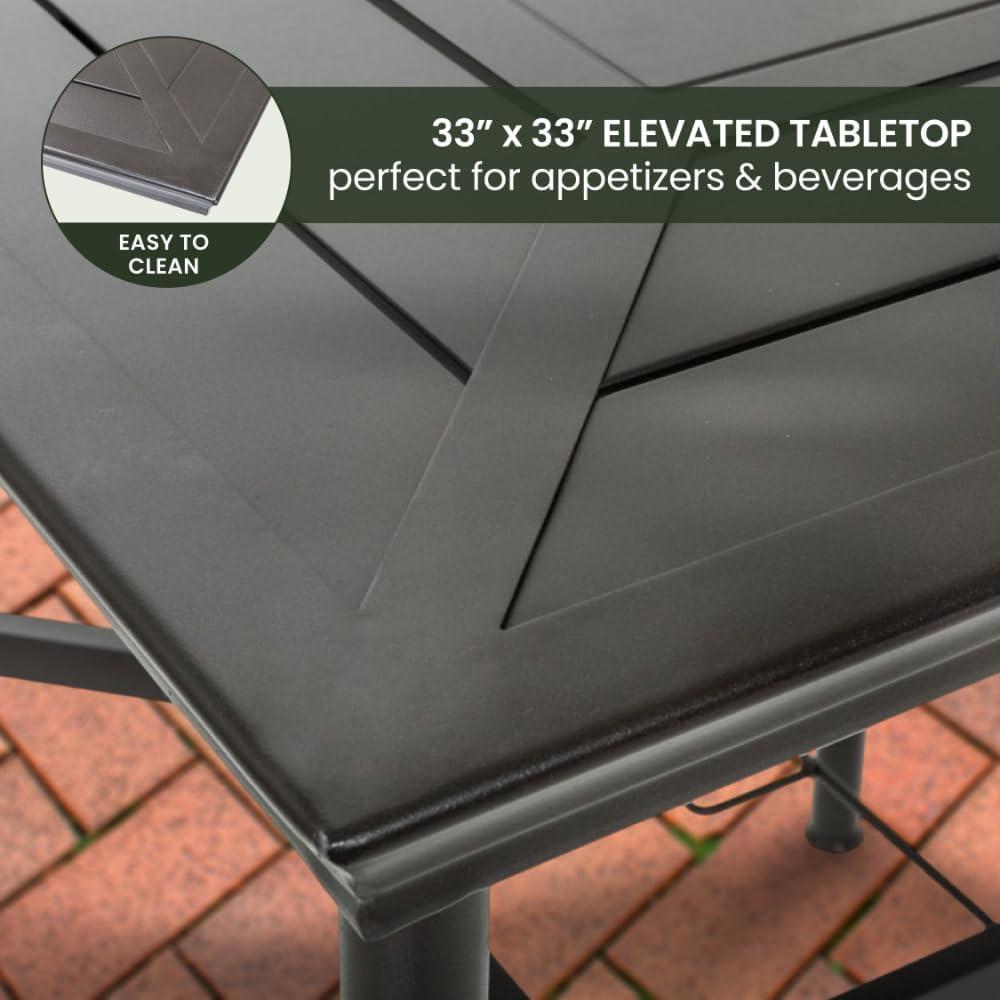 Hanover Montclair 3-Piece All-Weather Outdoor Patio Bistro Dining Set, 2 Swivel Rocker Chairs with Comfortable Seat and Lumbar Cushions, 27" Square Stamped Rectangle Table, MCLRDN3PCSW2-NVY