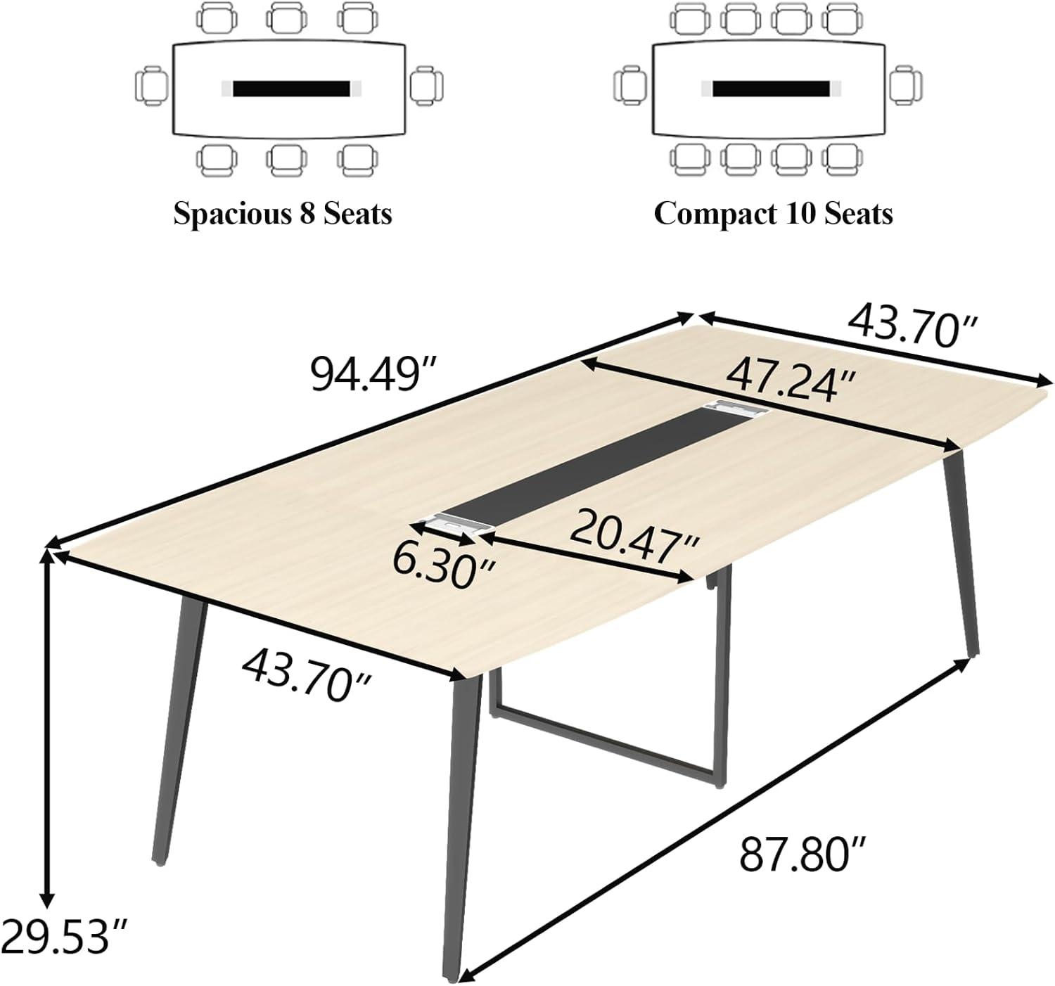 Light Wood Grain 8FT Boat Shaped Conference Table