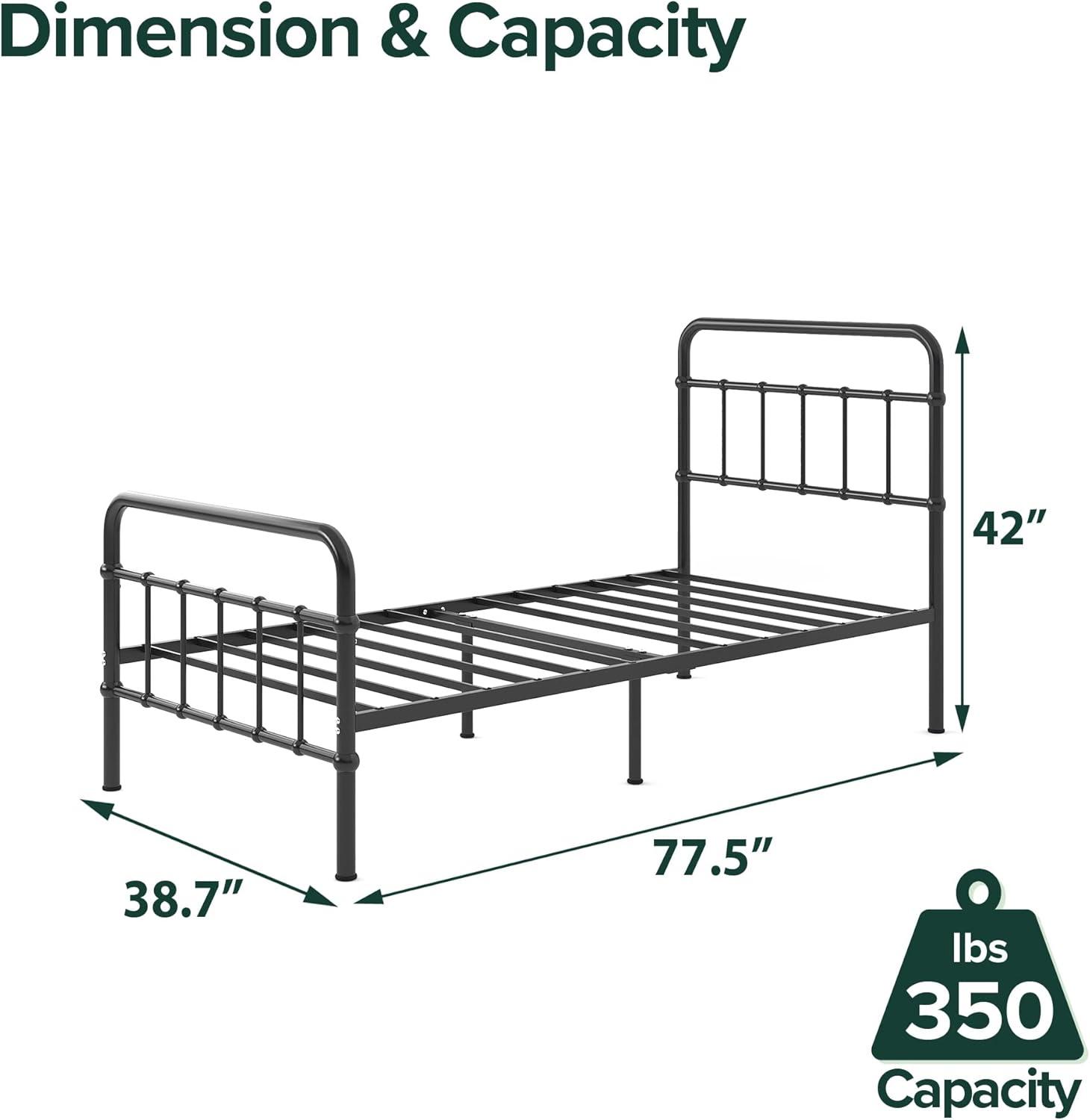 Zinus Florence 42" Modern Farmhouse Metal Platform Bed