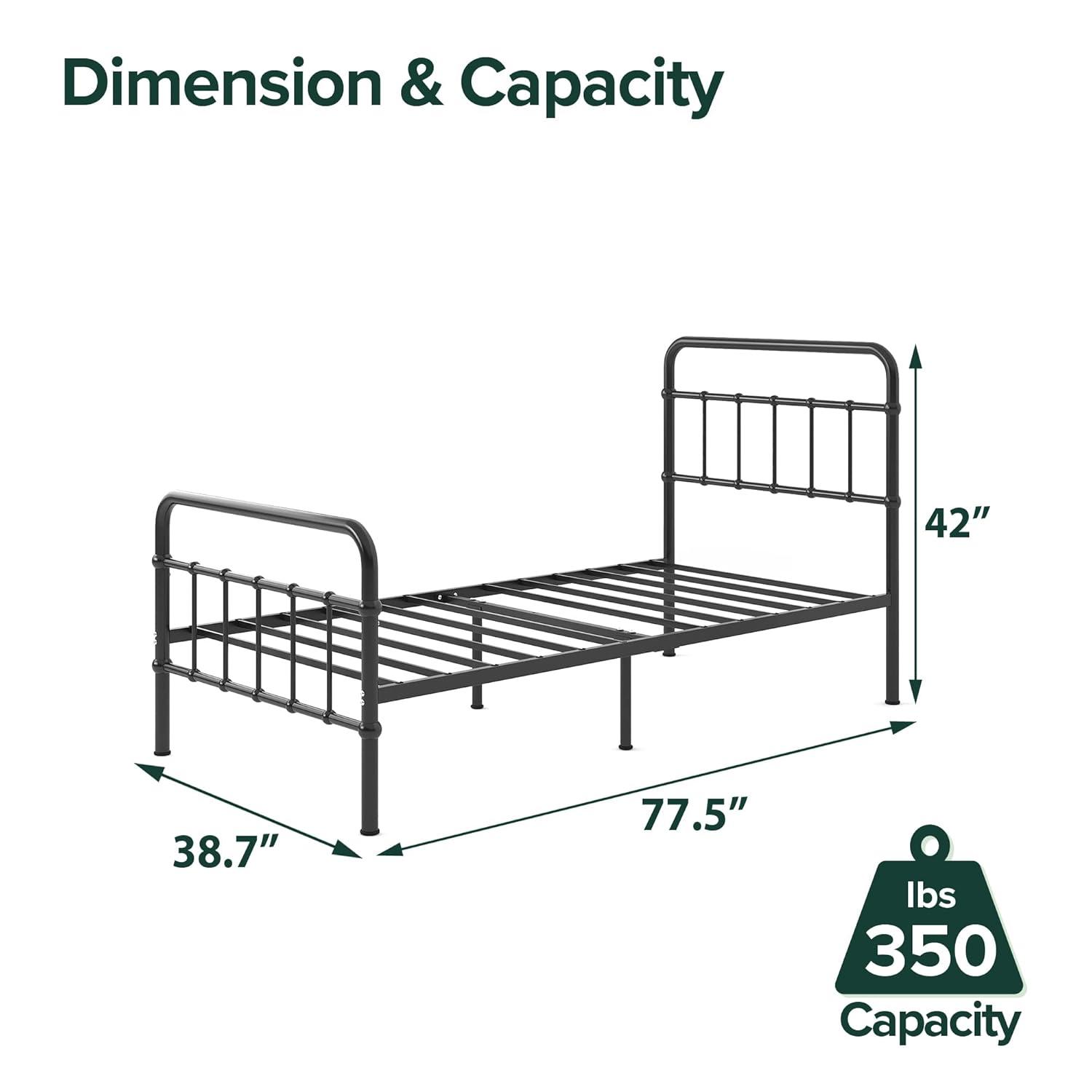 Zinus Florence 42" Modern Farmhouse Metal Platform Bed