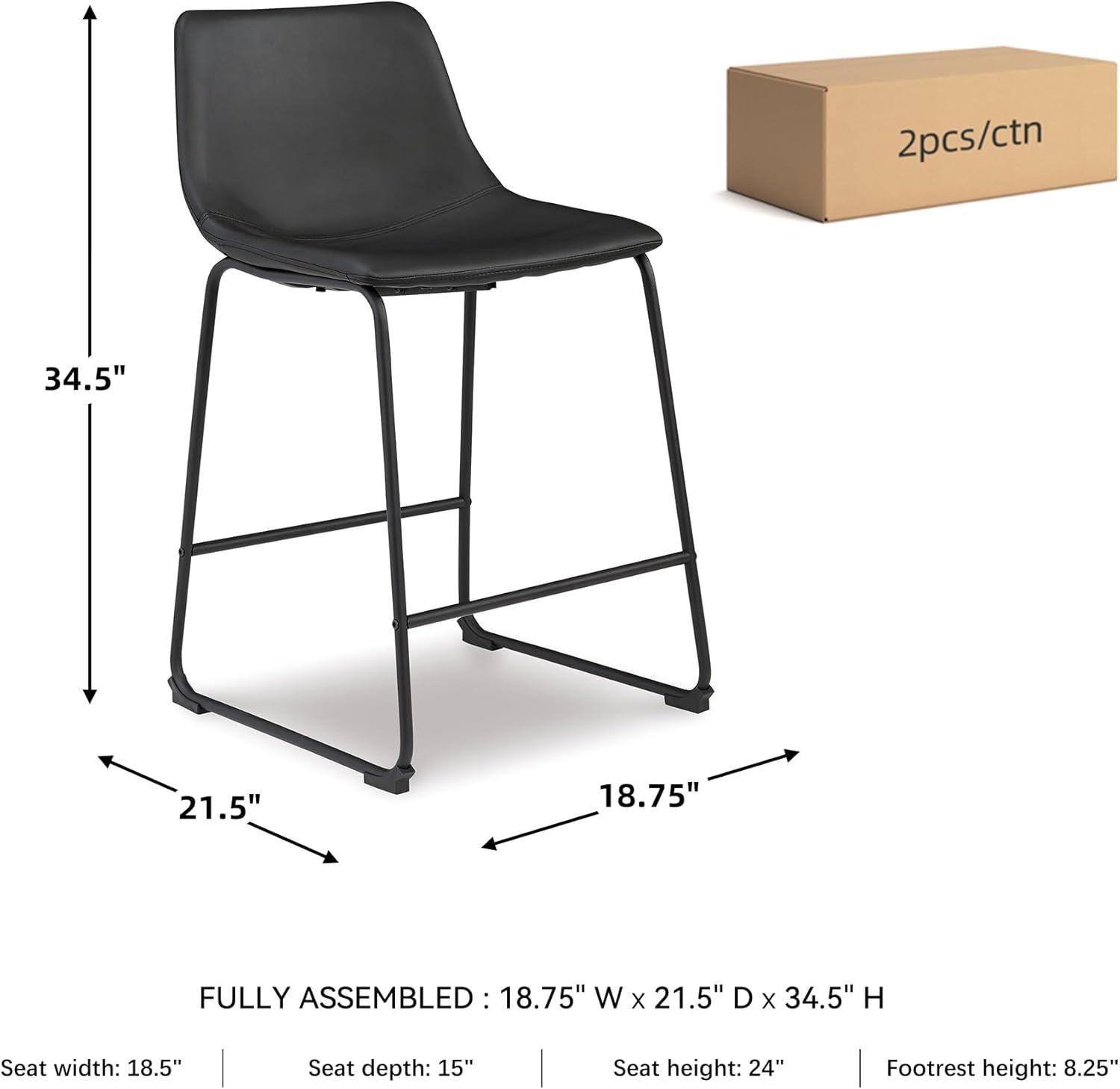 Signature Design by Ashley Centiar 24", Set of 2, Counter Height Modern Bucket Barstool