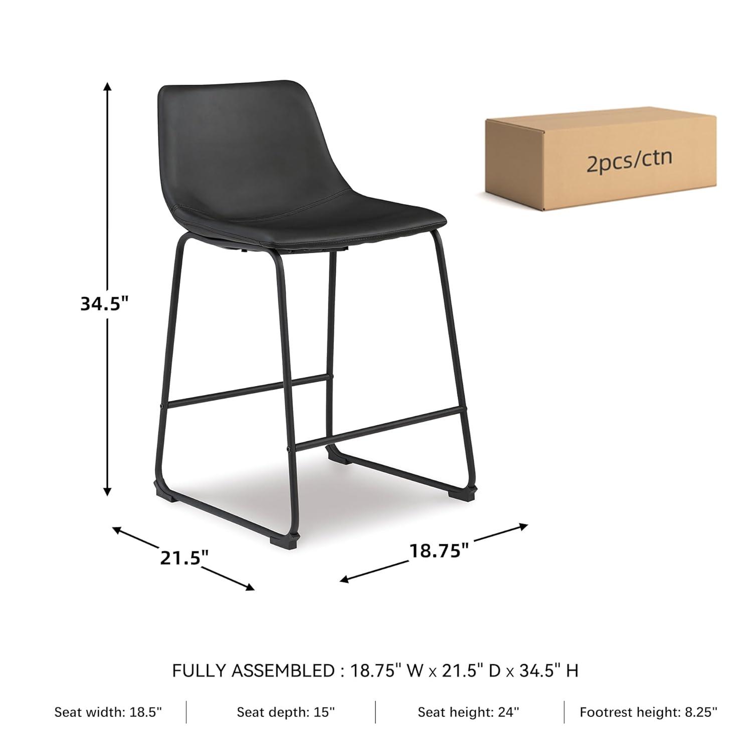 Signature Design by Ashley Centiar 24", Set of 2, Counter Height Modern Bucket Barstool