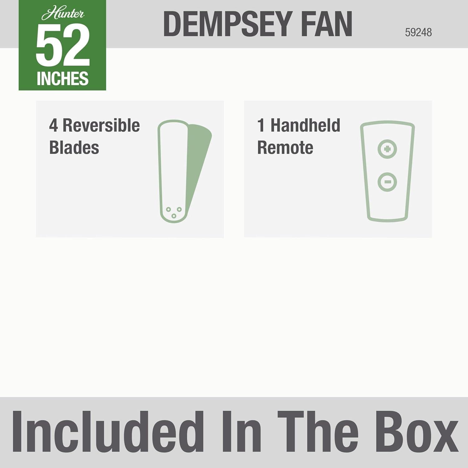 52" Dempsey 4-Blade Flush Mount Ceiling Fan with Remote Control