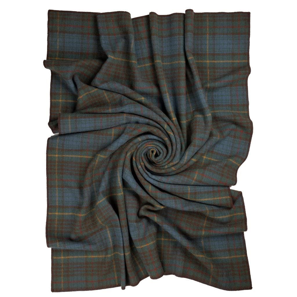 Extra-Large Antique Dress Stewart Wool Tartan Throw Blanket