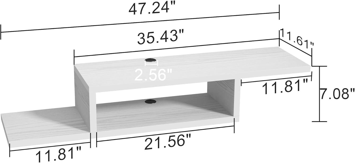 ChooChoo Floating TV Stand Shelf, Wall Mount Entertainment Center Media Console for Living Room, Bedroom, White