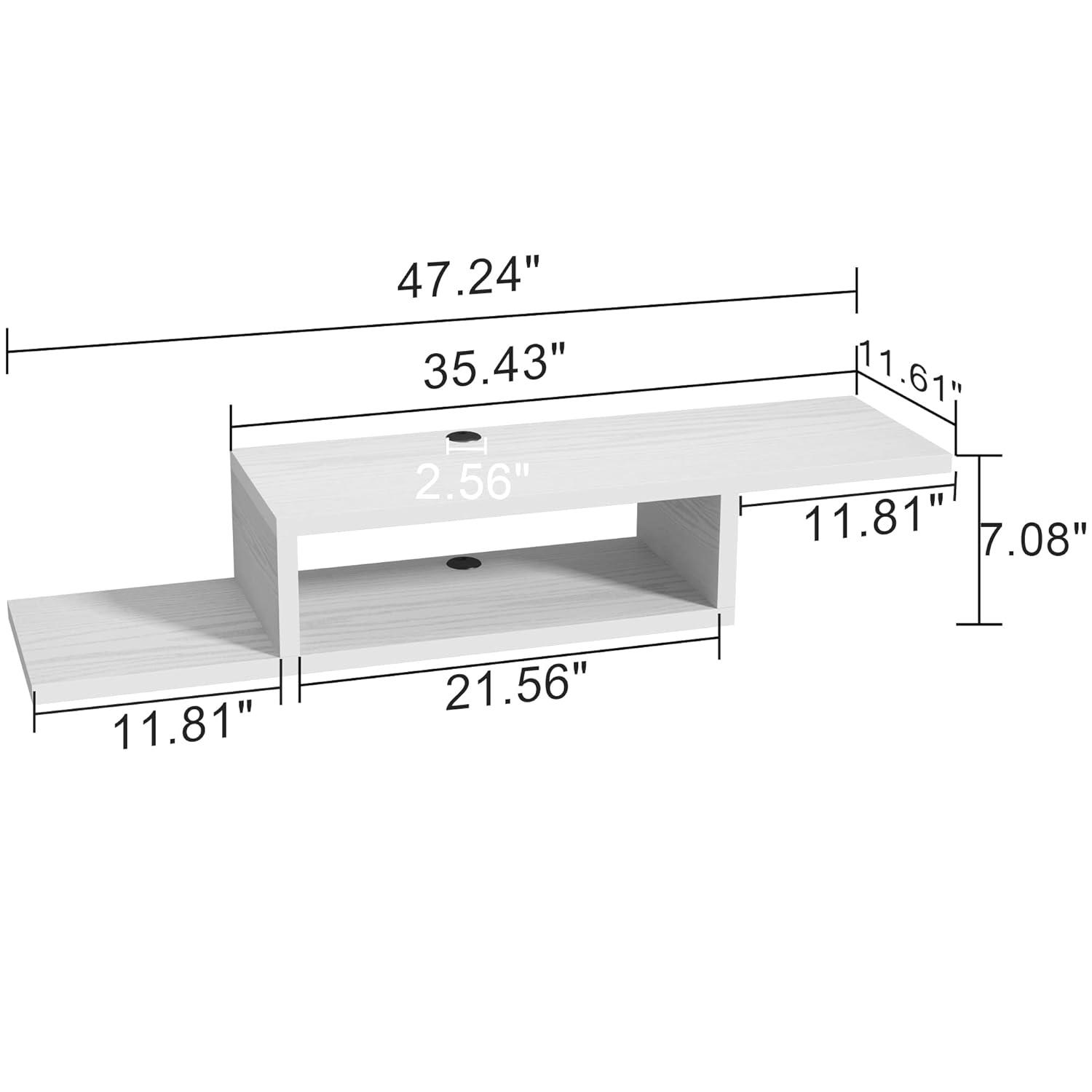 ChooChoo Floating TV Stand Shelf, Wall Mount Entertainment Center Media Console for Living Room, Bedroom, White