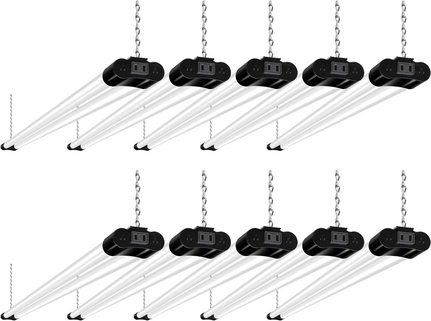 10-Pack Black LED Linkable 4FT Shop Light Fixture