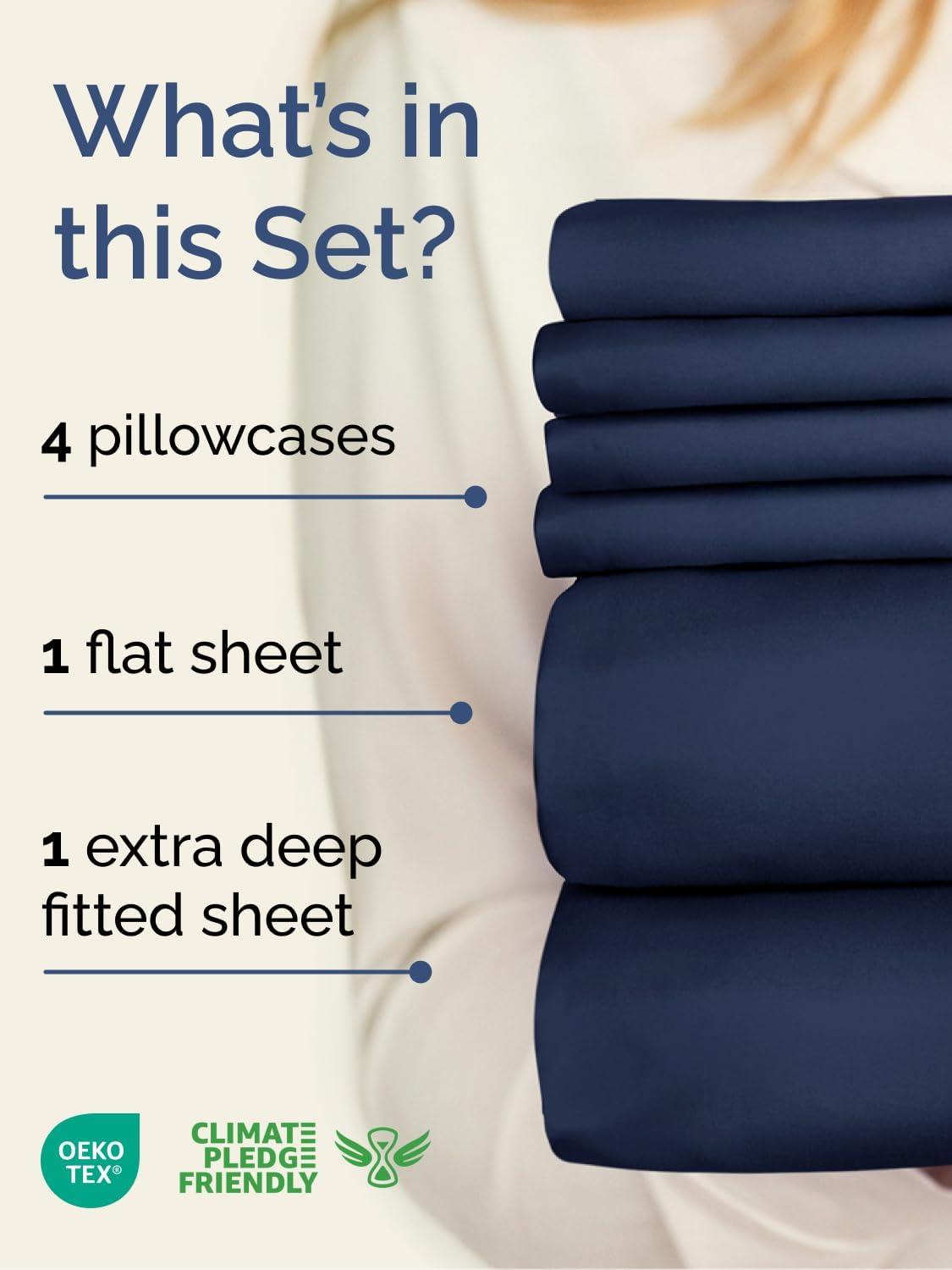 CGK Linens 6 Piece Extra Deep Pocket Ultra Soft & Cooling Sheet Set