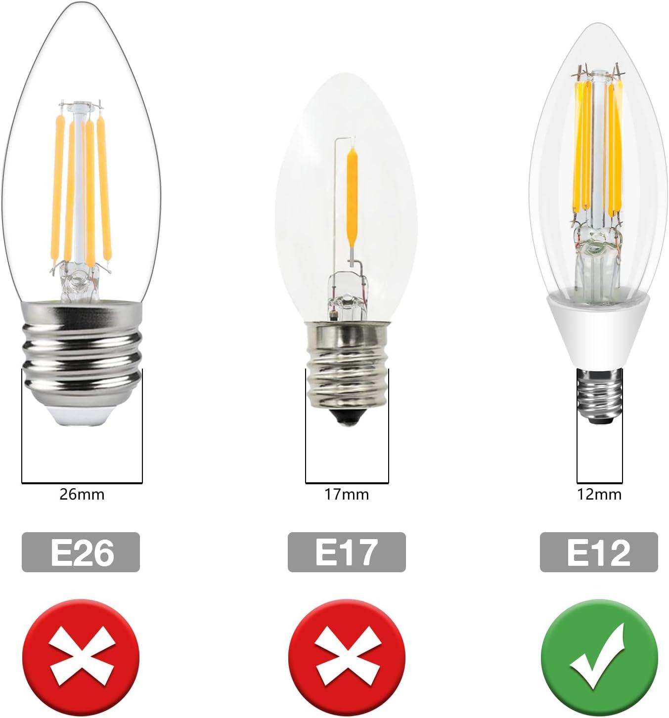 Dimmable Warm White LED Filament Chandelier Bulbs, 6-Pack