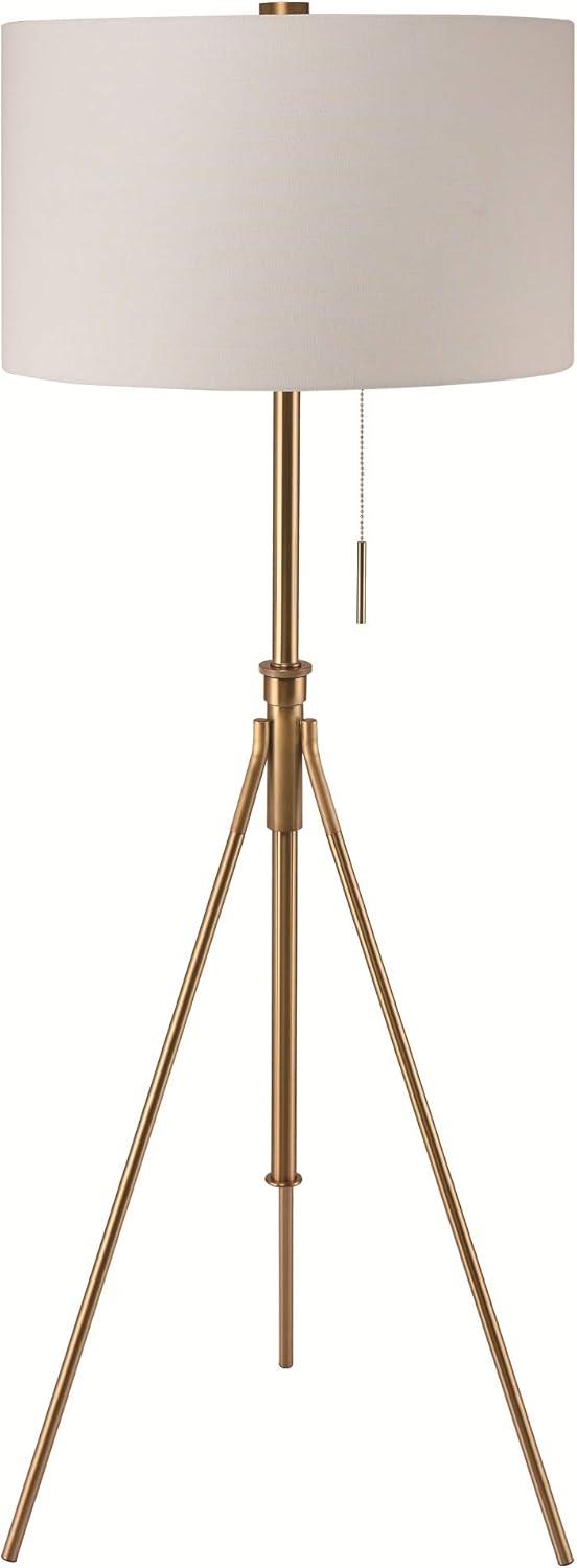 SH Lighting Contemporary Adjustable Matte Gold Tripod Floor Lamp - Features Large Drum Shade and Convenient Foot Switch - 58-72" Tall Great for Living or Bedrooms - Gold