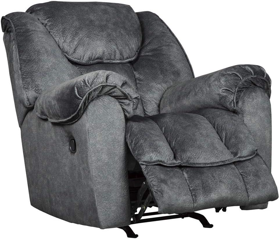 Bowery Hill Contemporary Fabric Rocker Recliner in Granite Gray