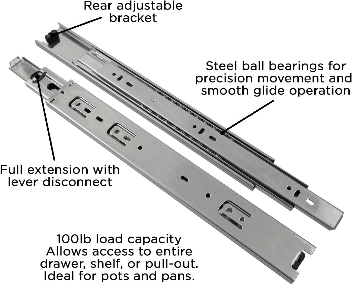 Drawer Slide Side Mount Full Extension Cadmium Finish