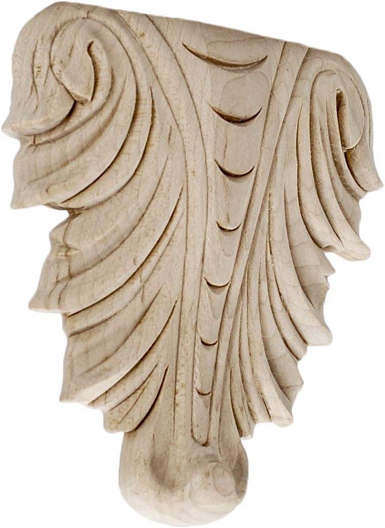 Hand Carved Unfinished Maple Wood Acanthus Applique