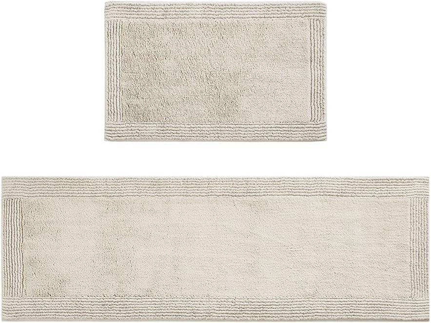 Madison Park 24"x72" Splendor Cotton Tufted Reversible Bath Rug Tan: Machine Washable, OEKO-TEX Certified