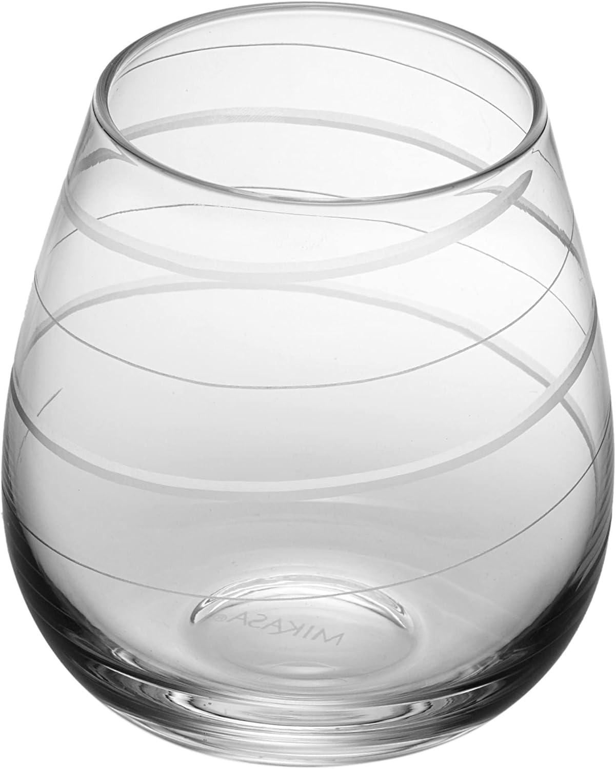 Mikasa Cheers 14-Ounce Etched Stemless Wine Glass Set