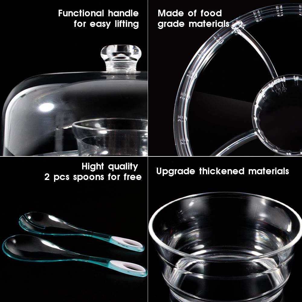 MASTERTOP Cake Stand with Dome Cover - 6 in 1 Cake Stand with Lid, Multi-Functional Wood Serving Platter/Cake Plate/Salad Bowl/Nachos/Punch Bowl, Wedding Cake Stands for Dessert Table