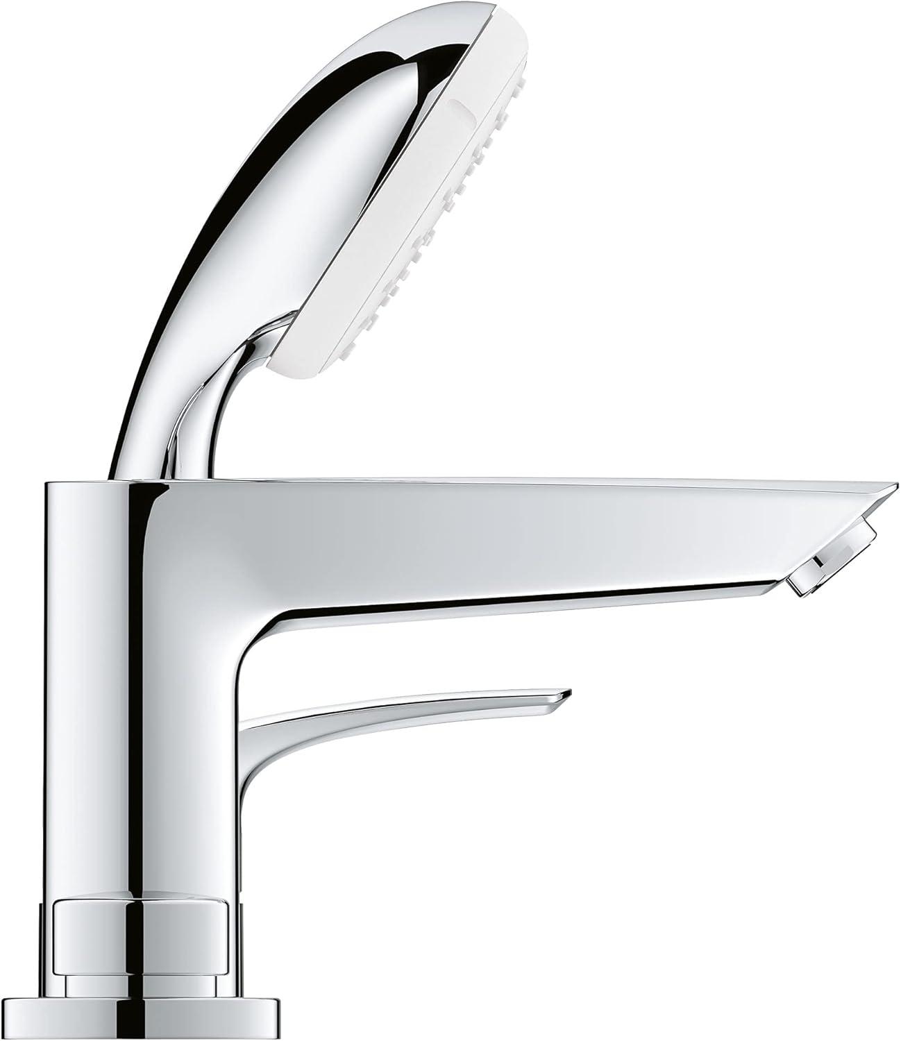 Eurosmart Chrome 4-Hole Deck Mounted Roman Tub Faucet with Hand Shower