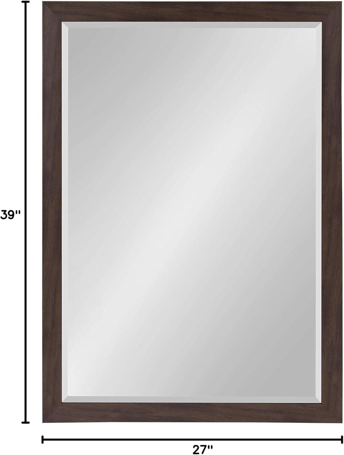 DesignOvation - Beatrice Framed Decorative Rectangle Wall Mirror, 27 x 39, Walnut Brown