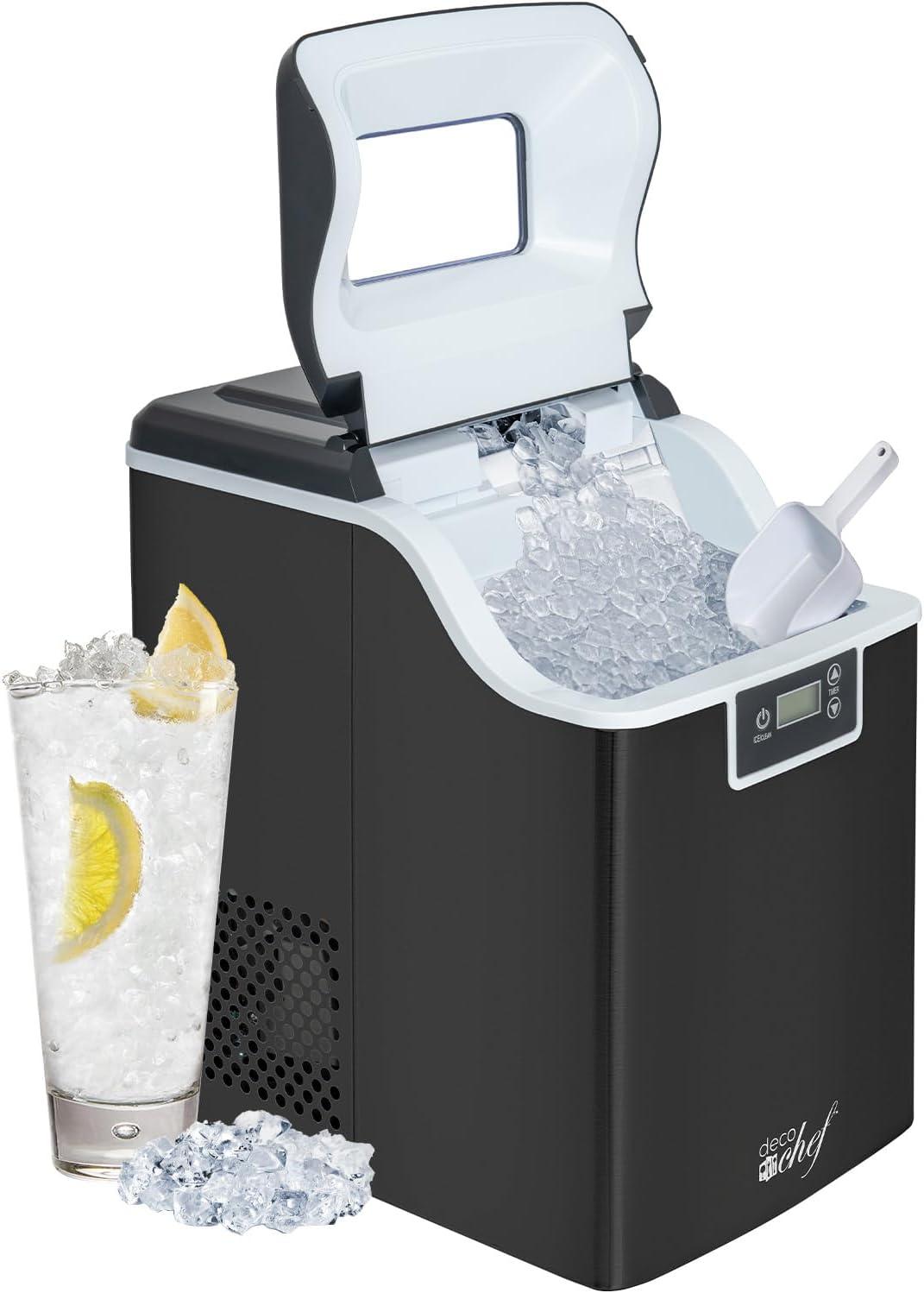 Black Countertop Nugget Ice Maker with Auto-Renew Basket