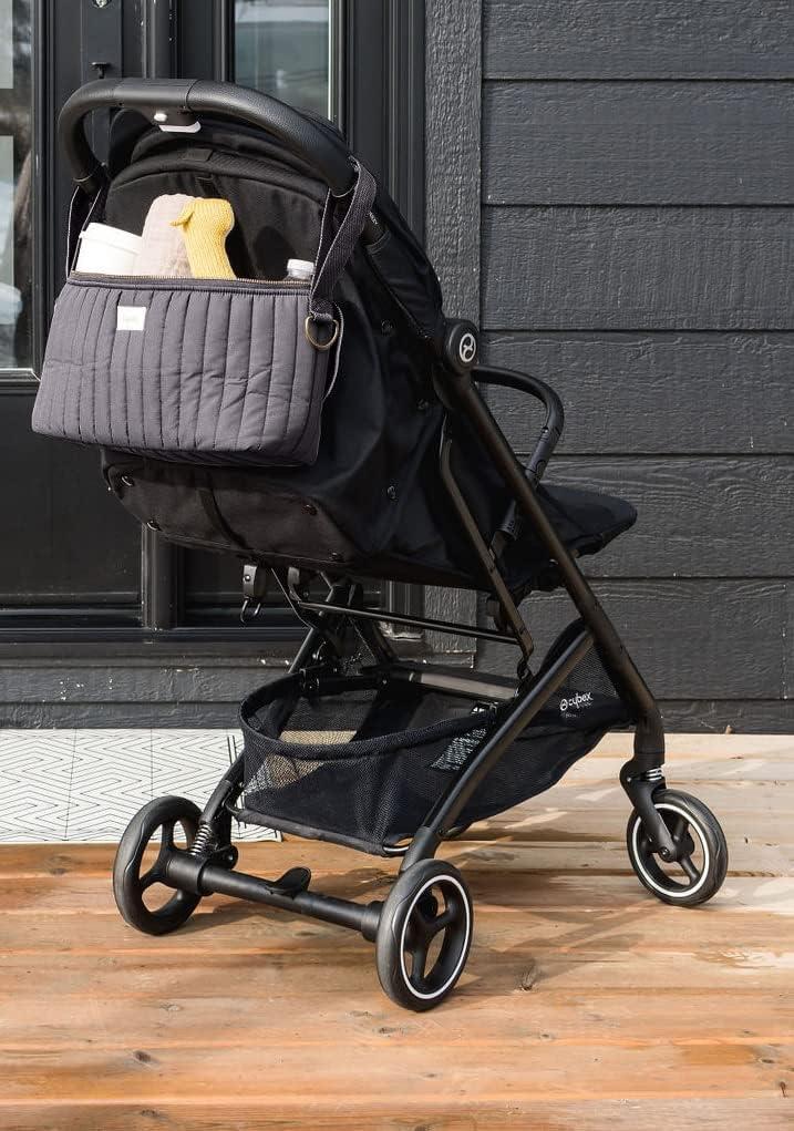 3 Sprouts Universal Quilted Stroller Caddy Organizer with 2 Cup Holders and Adjustable Shoulder Strap in Mustard