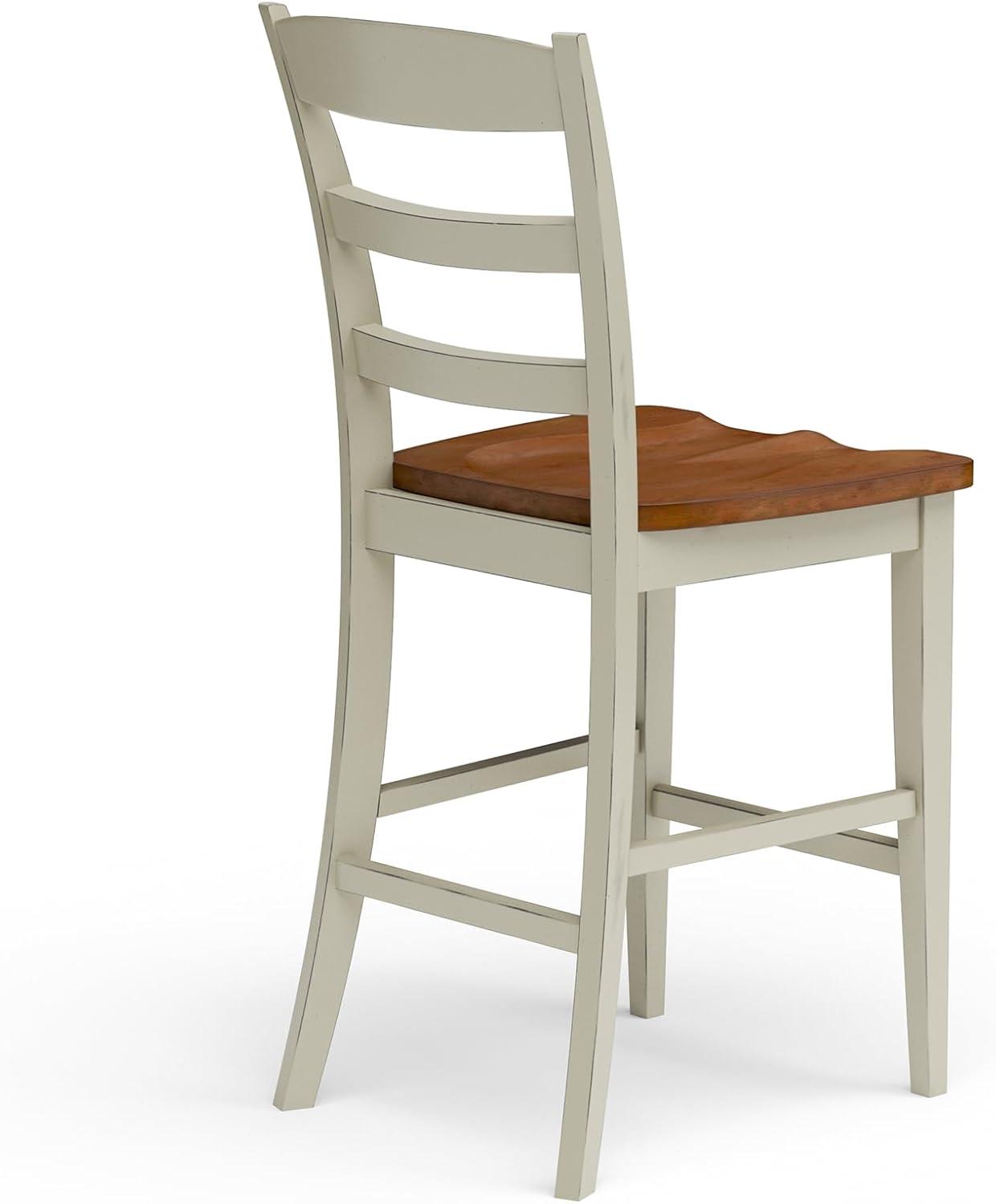 Monarch Counter Height Barstool Off White - Homestyles: Hardwood Island Chairs, Kitchen Stool with Back