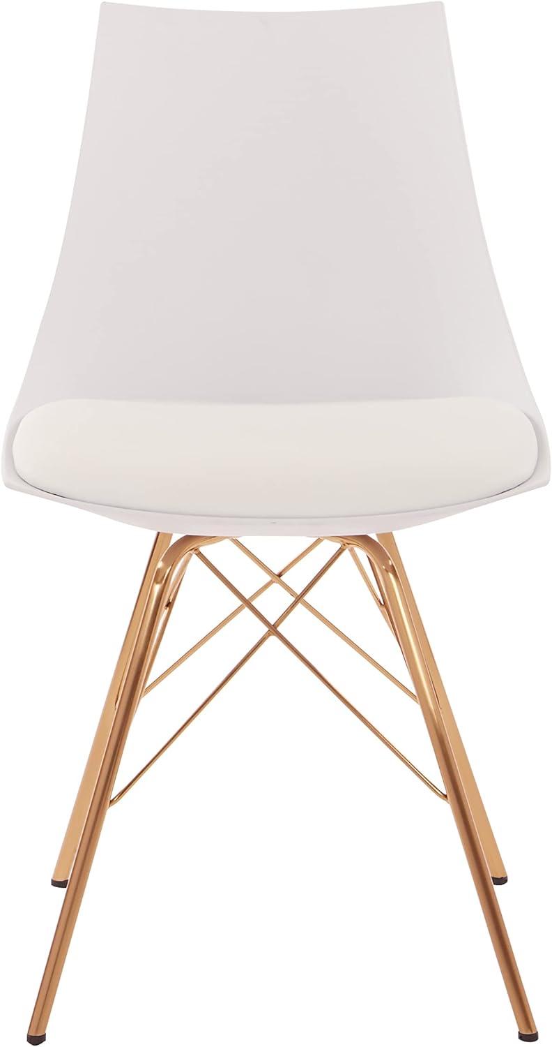 OSP Home Furnishings Oakley Chair in White Faux Leather with Gold Chrome Base