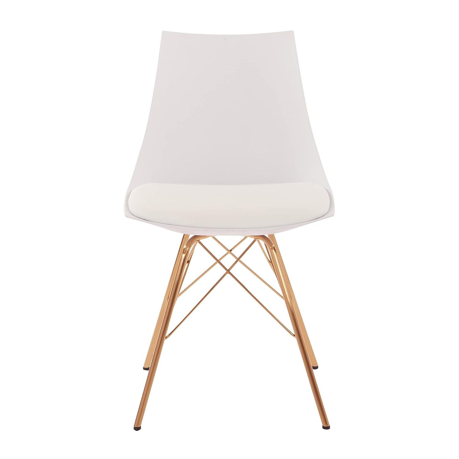OSP Home Furnishings Oakley Chair White : Polyurethane Upholstery, Metal Legs, Armless Design, 200 lbs Capacity