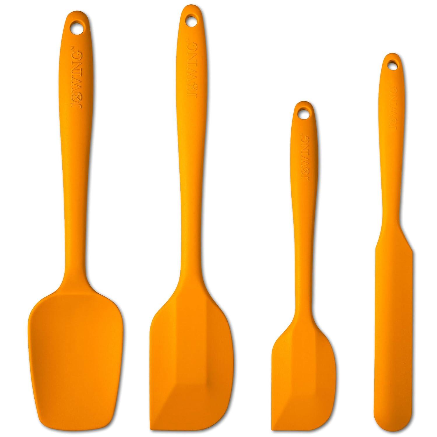 4 Piece Silicone Spatula Set, Flexible Heat Resistant Non-scratch Baking Cooking Rubber Spatulas with Stainless Steel Core, Orange