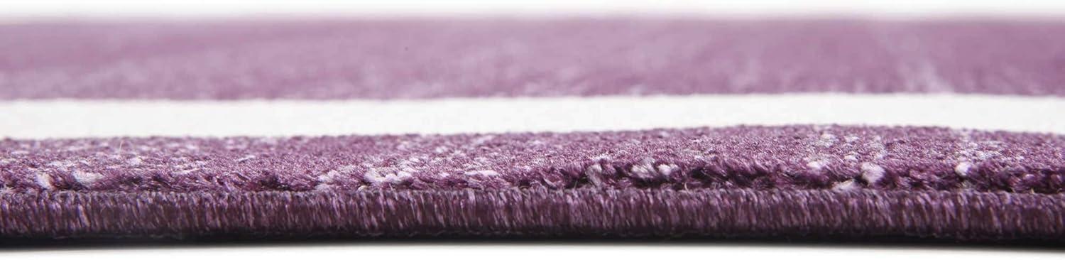 Violet and Ivory Square Tufted Synthetic Area Rug