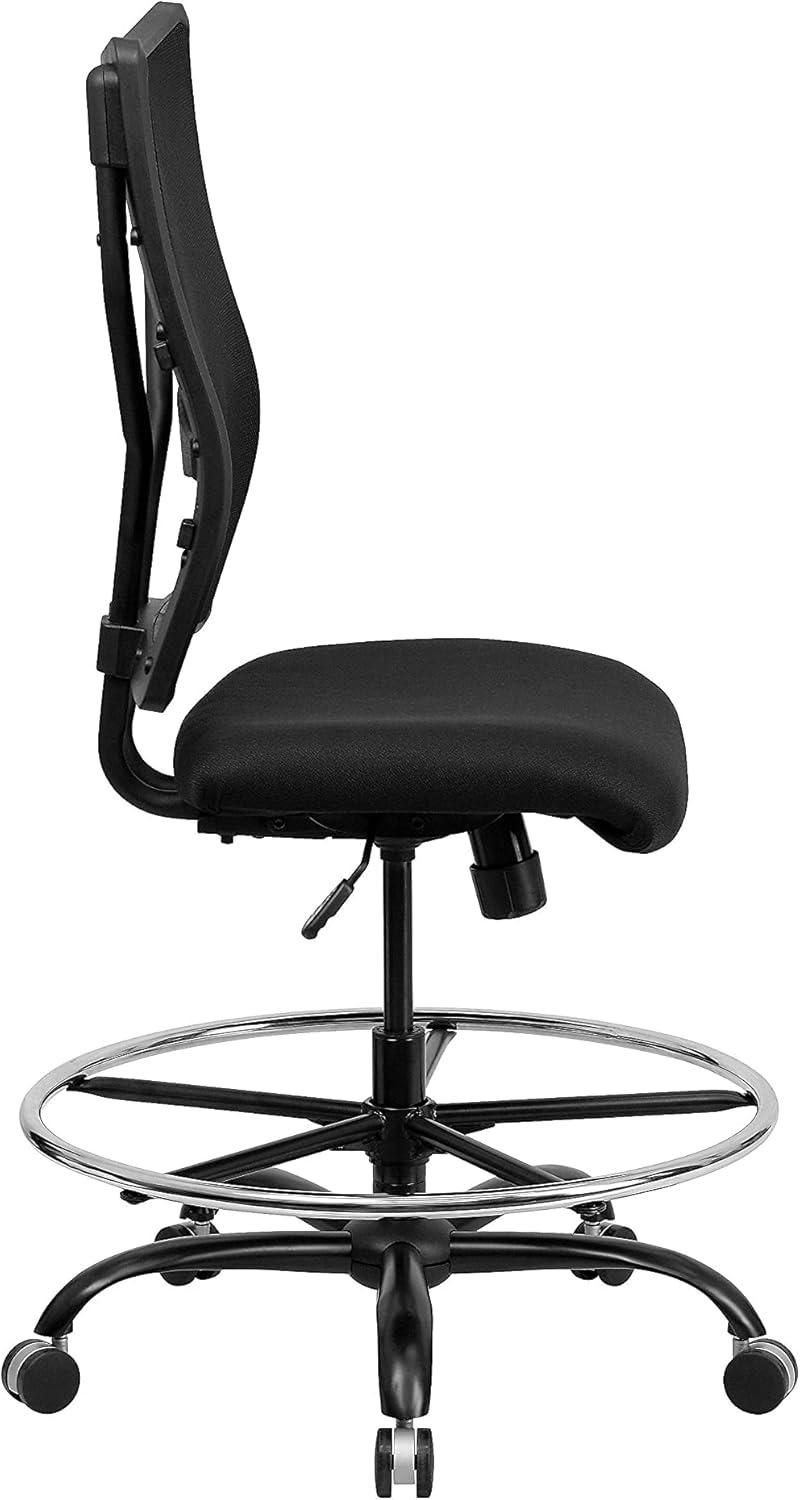 BizChair Big & Tall 400 lb. Rated Black Mesh Ergonomic Drafting Chair