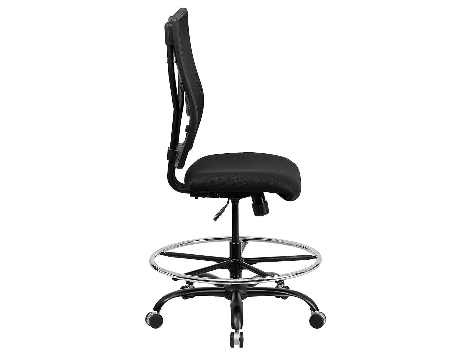 BizChair Big & Tall 400 lb. Rated Black Mesh Ergonomic Drafting Chair