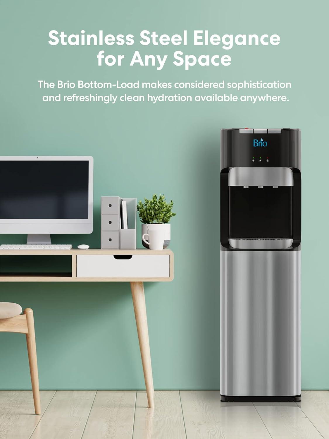 Brio Bottom Load Water Cooler Dispenser with Hot, Cold and Room Temperature Water, Height 41.4"