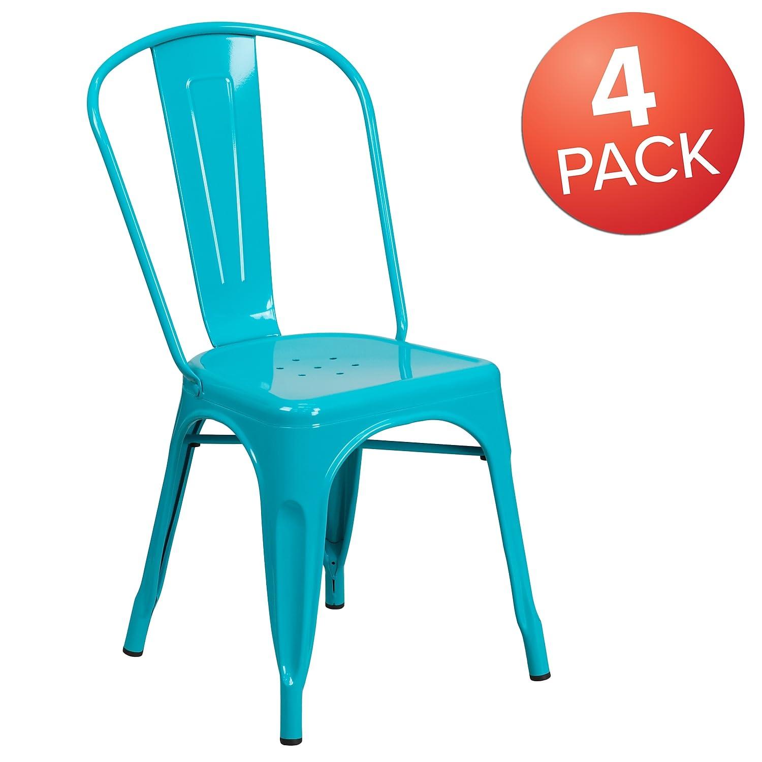 Flash Furniture Peterson Armless Metal Indoor-Outdoor Stackable Dining Chair (Set of 4)