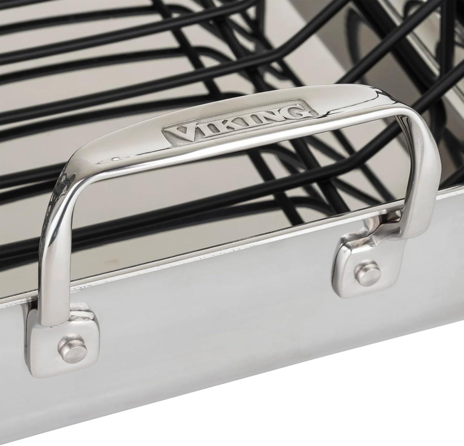 Viking ® 3-Ply Stainless Steel Roasting Pan with Rack and Thermometer Set