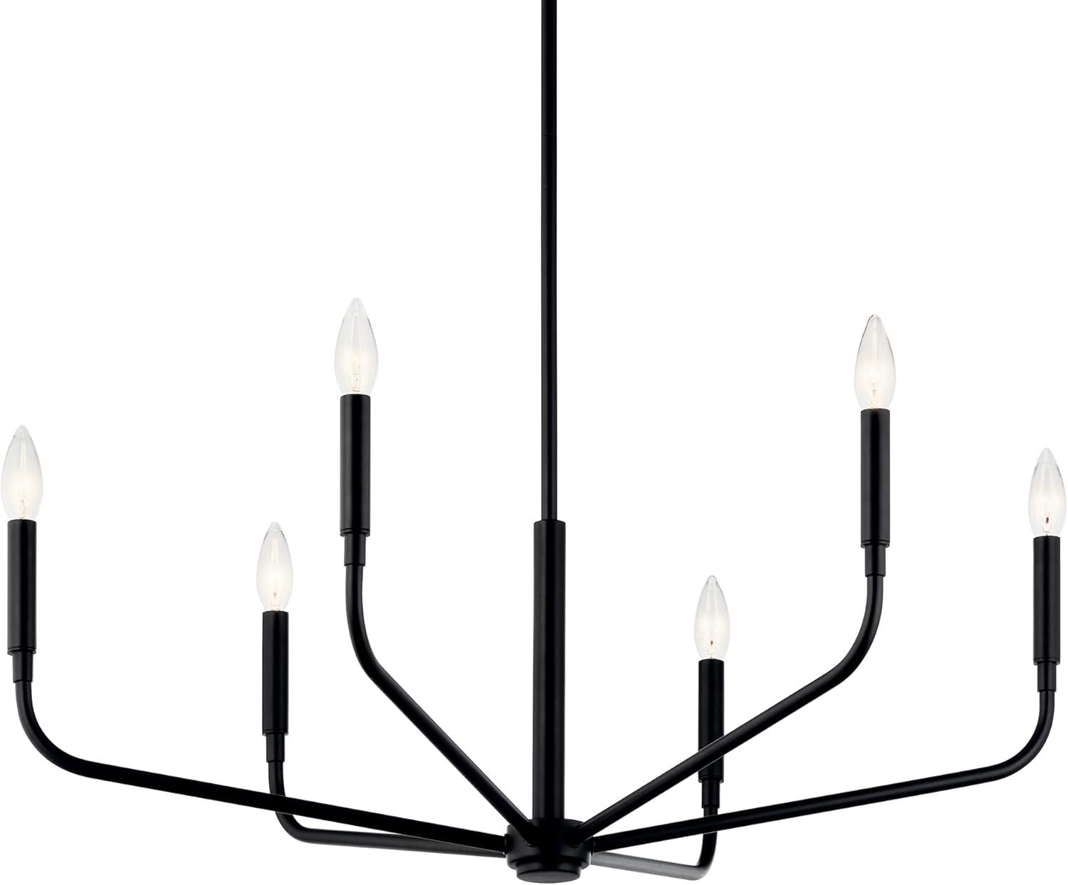 Black 6-Light Modern Candle Chandelier