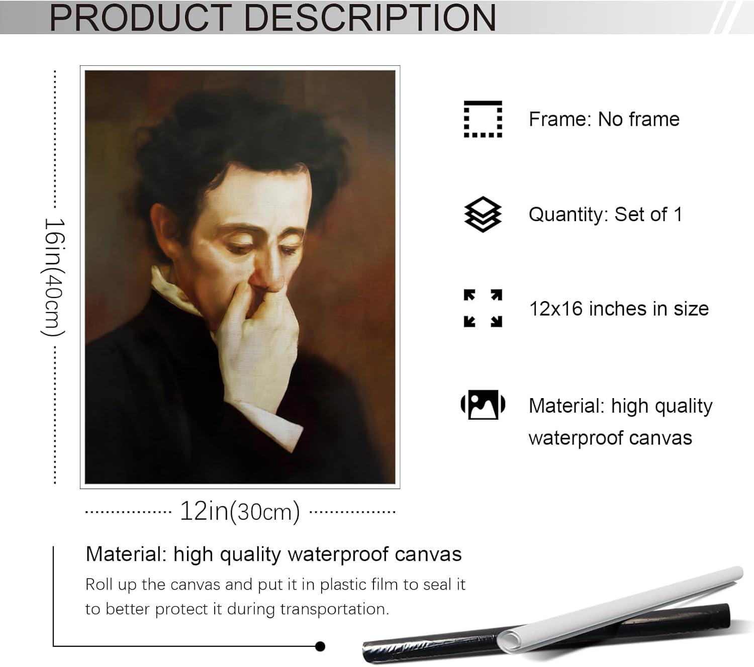 JDNWKBBS Funny Bathroom Canvas Wall Art Humorous Classical Oil Painting Man Covering Nose Posters Vintage Toilet Pictures Prints Rustic Farmhouse Wall Decor for Bathroom Restroom 12x16in Unframed