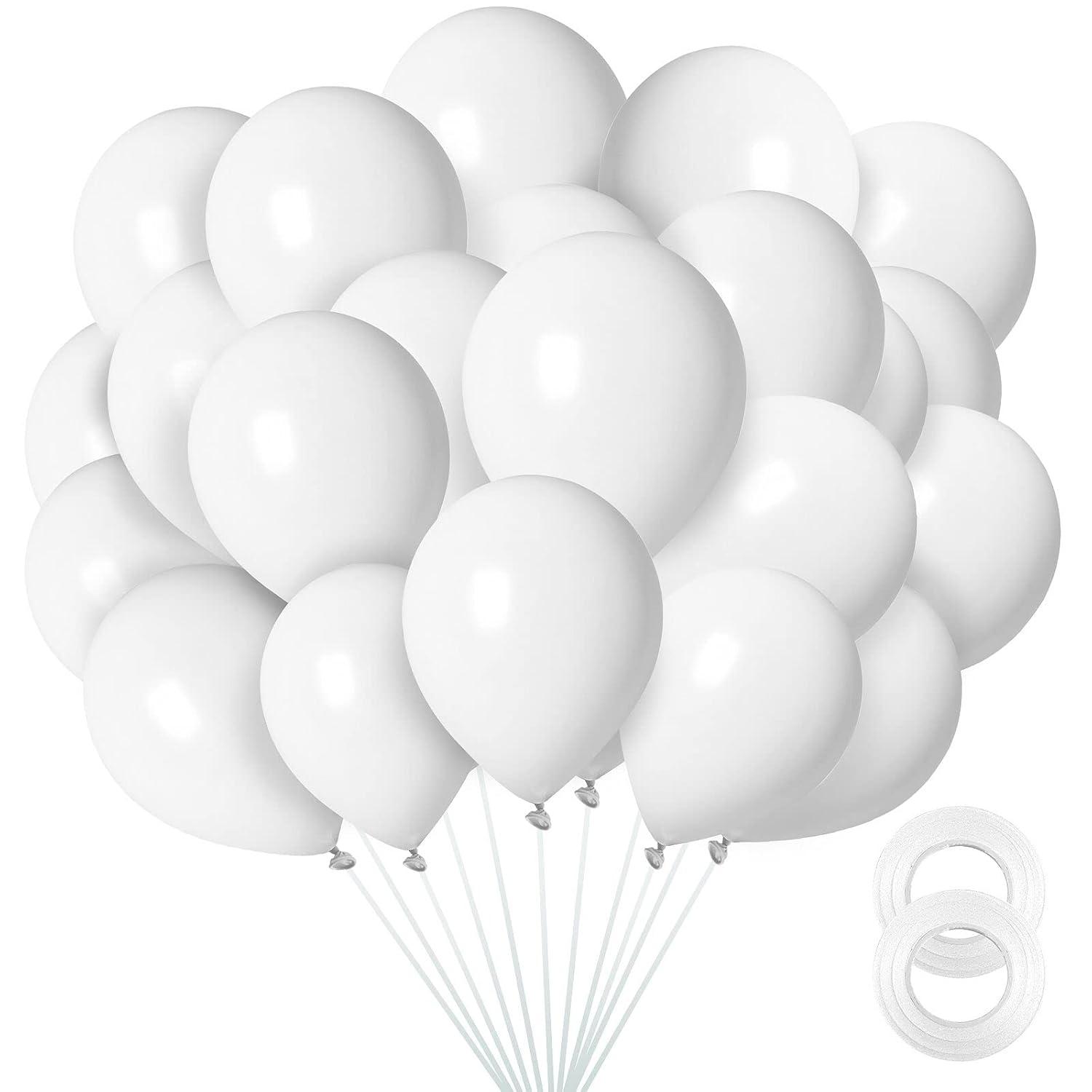 Treasures Gifted White Balloons - 12 Inch Latex Balloons - 100 Pack