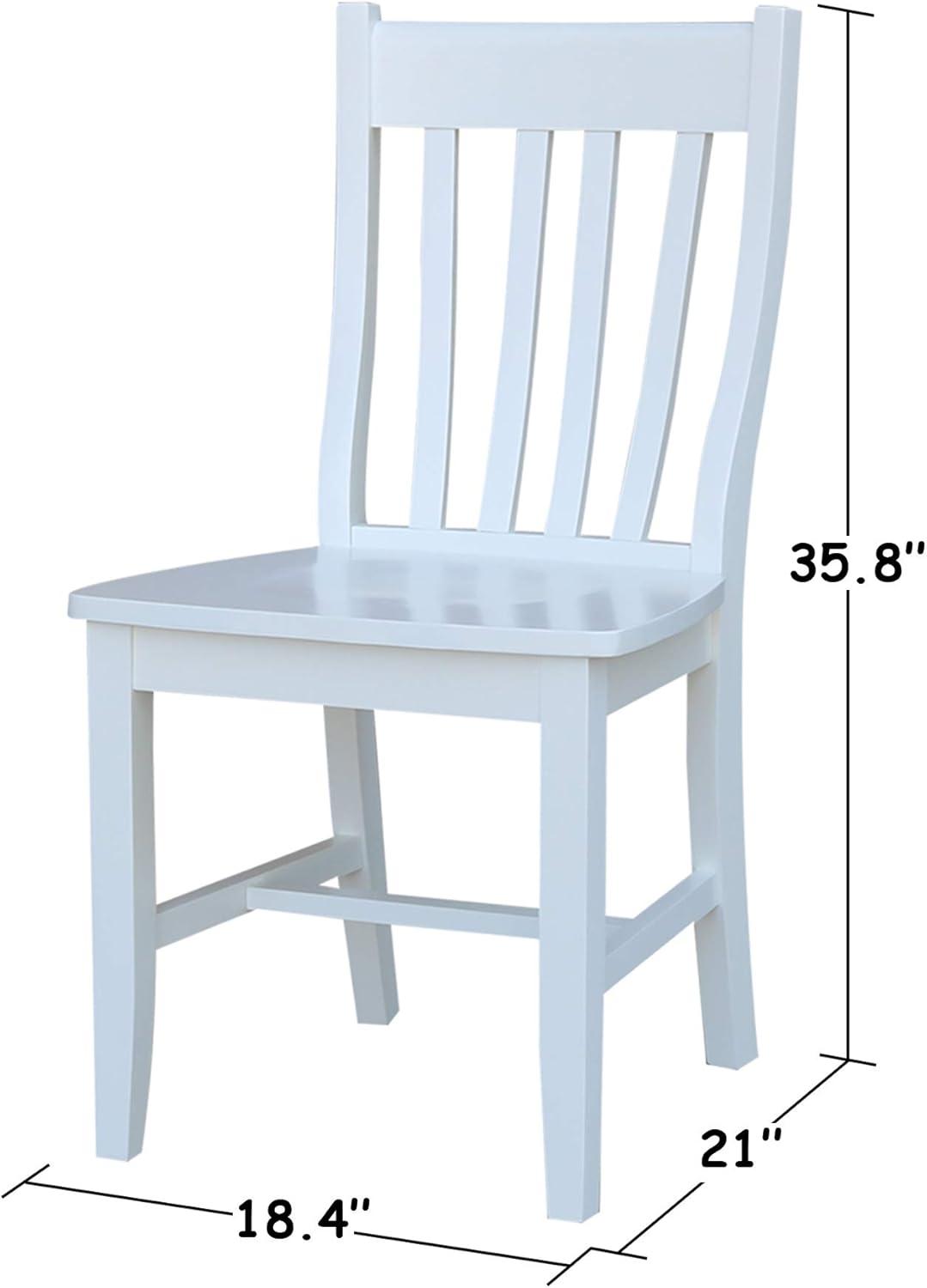 Elegant White Solid Wood High Slat Side Chairs, Set of 2