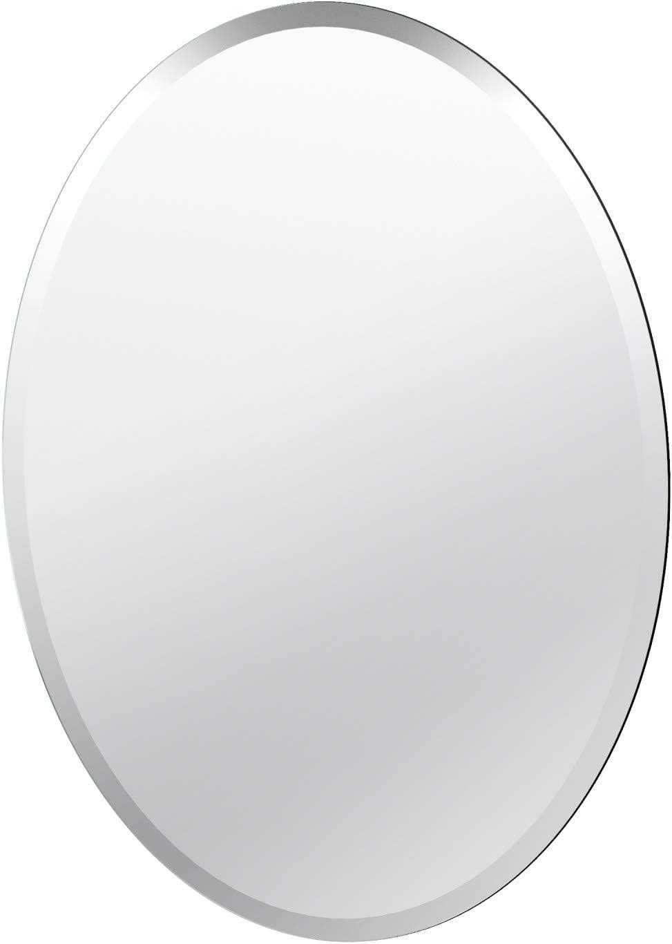 Frameless Oval 26.5" Clear Glass Bathroom Mirror