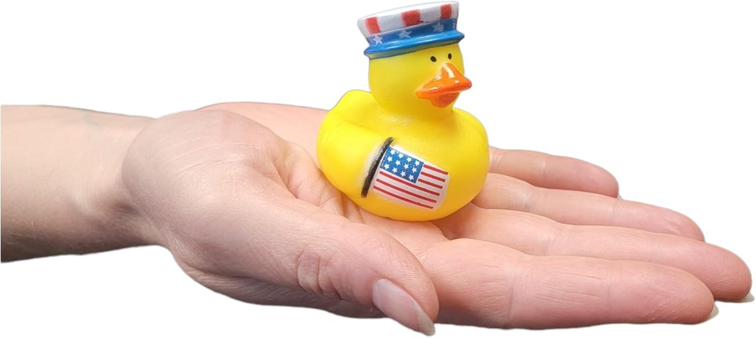 Fun Express Multi-color Patriotic Rubber Ducky, 12 Pieces Party Favors