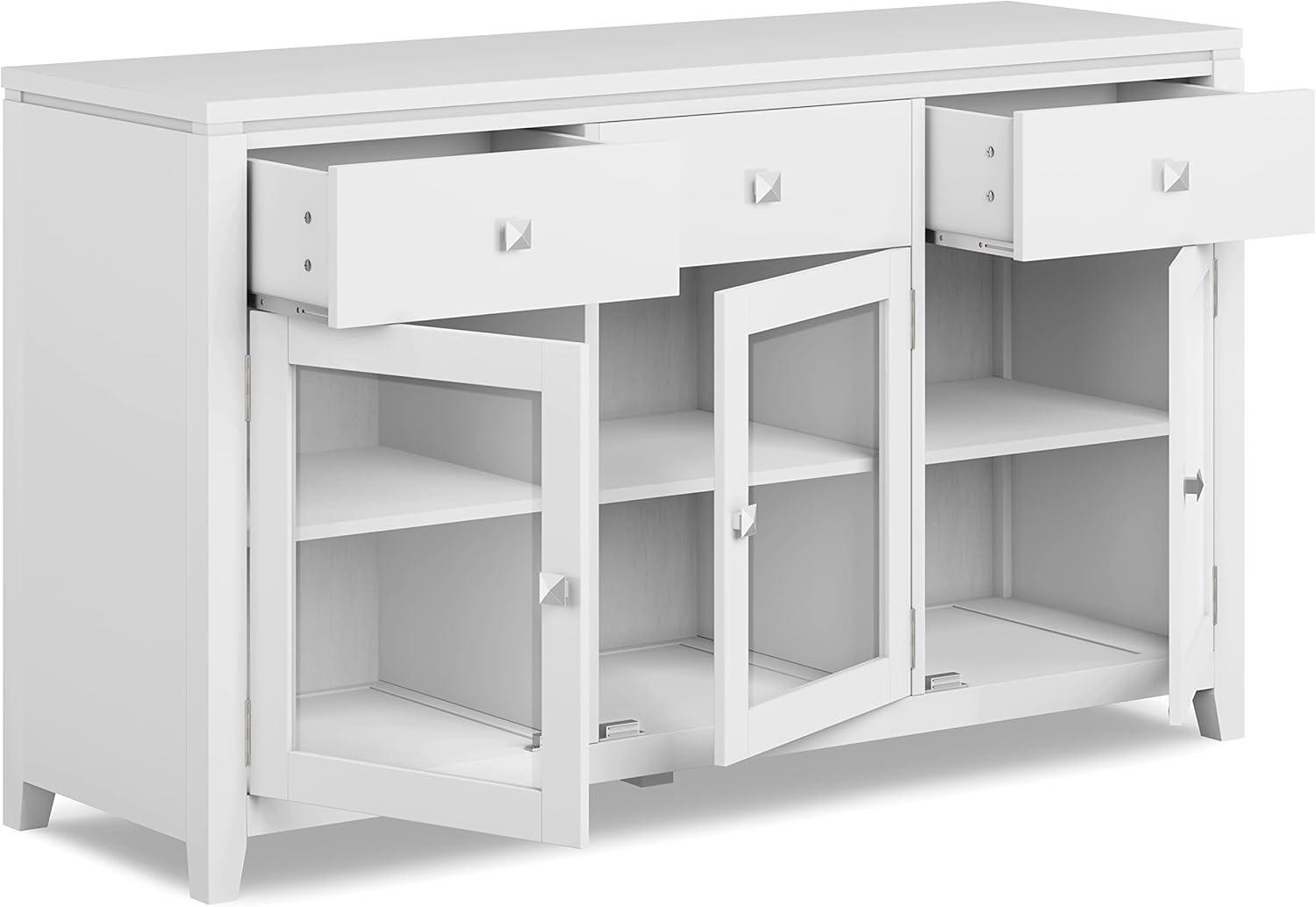 Cosmopolitan SOLID WOOD 54 inch Wide Contemporary Sideboard Buffet in White