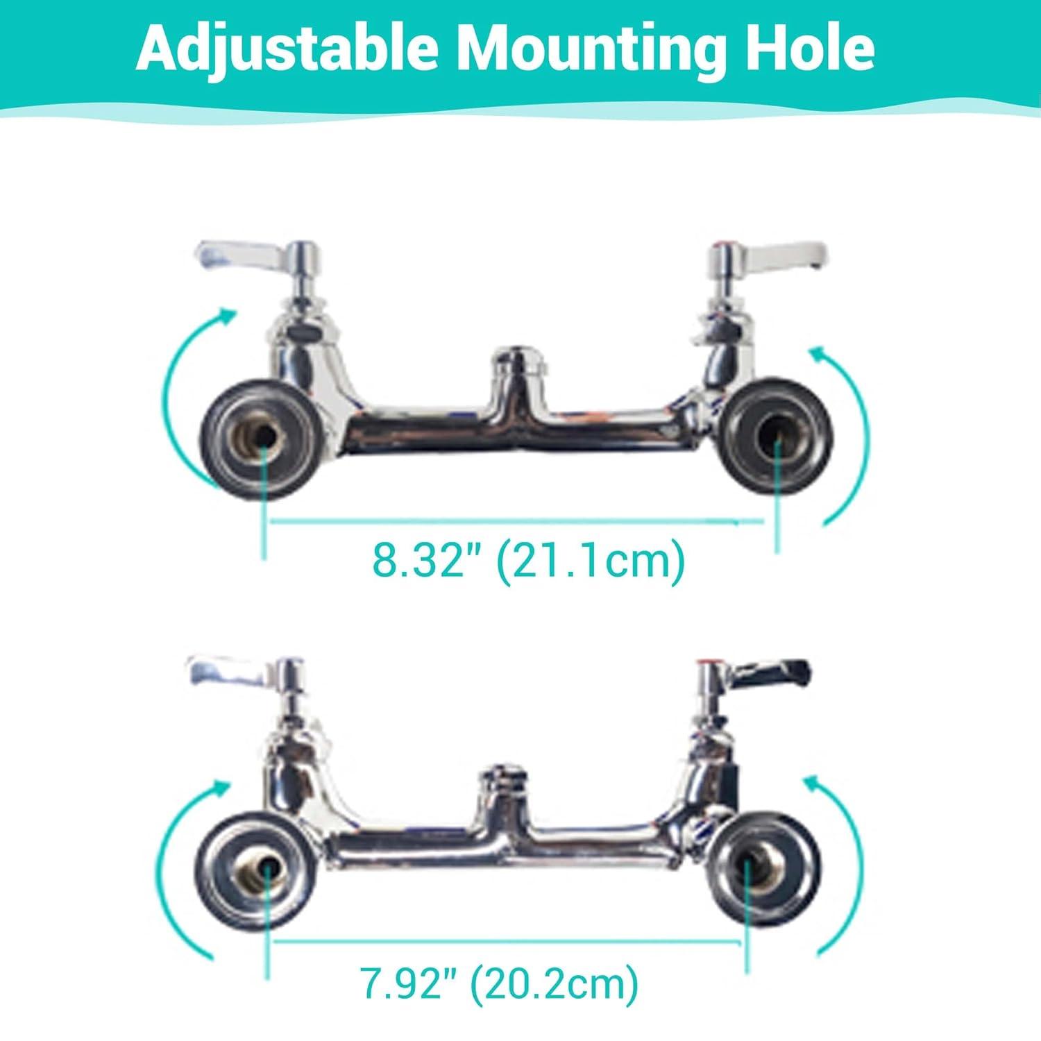 Aquaterior 44" Commercial Pre-Rinse Kitchen Faucet 12" Add-on Spout Wall Mount CUPC NSF CEC