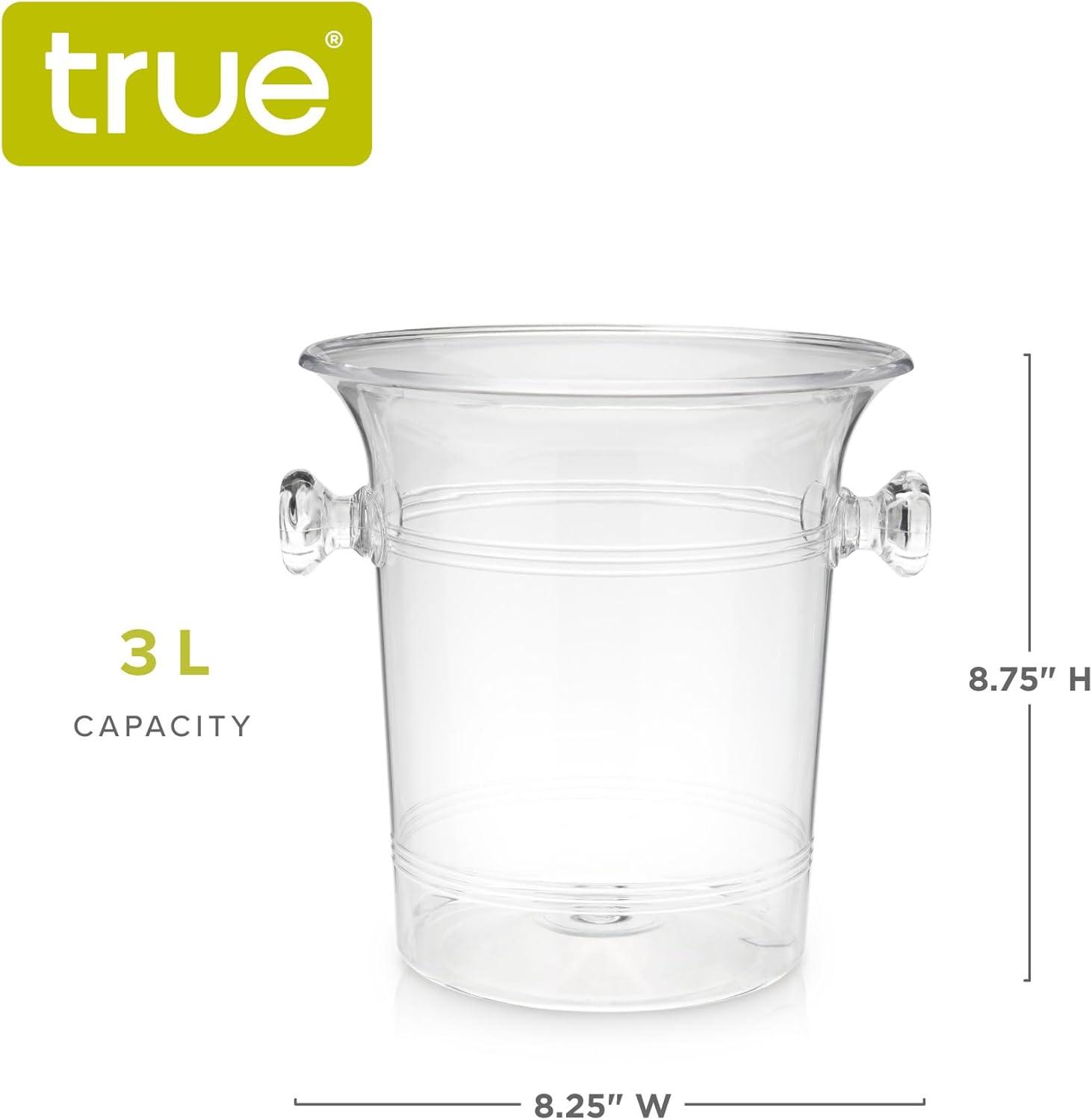 Clear Acrylic Ice Bucket with Handles, 3-Liter Capacity