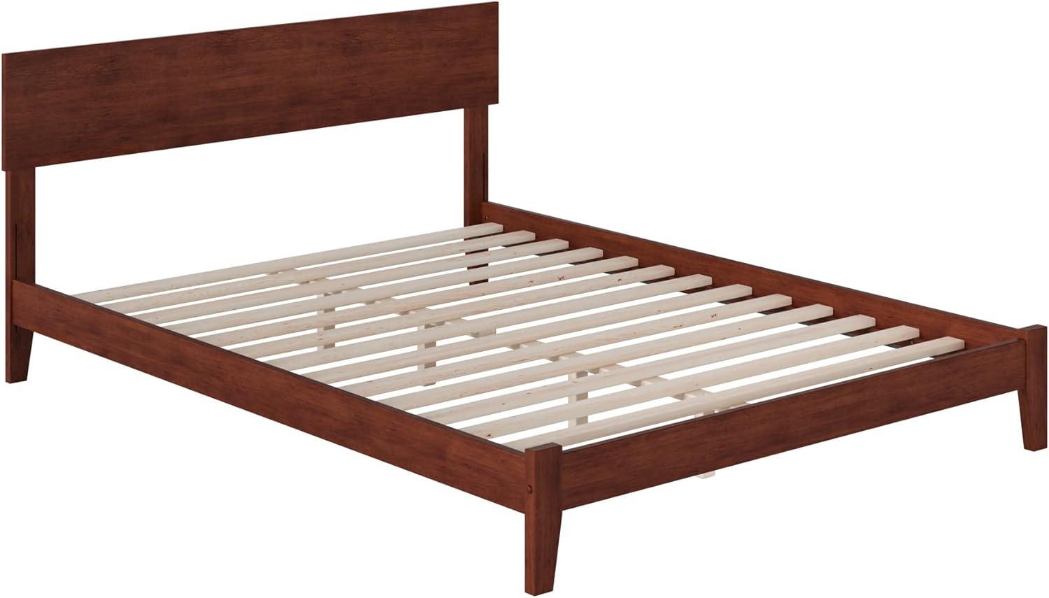 Walnut Queen Wood Frame Platform Bed with Headboard