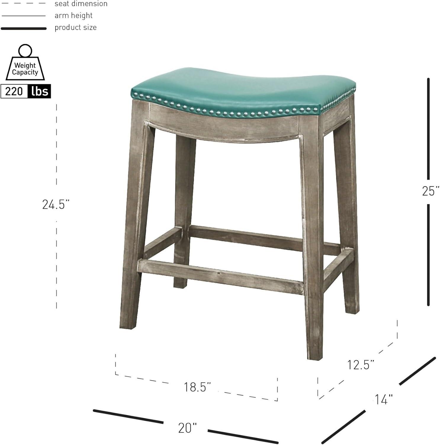 Elmo Bonded Leather Counter Stool Mystique Gray Frame, Turquoise