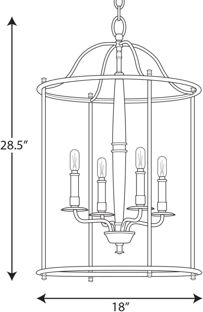 Progress Lighting Durrell 4-Light Foyer Pendant, Matte Black, Open-Cage, No Shade