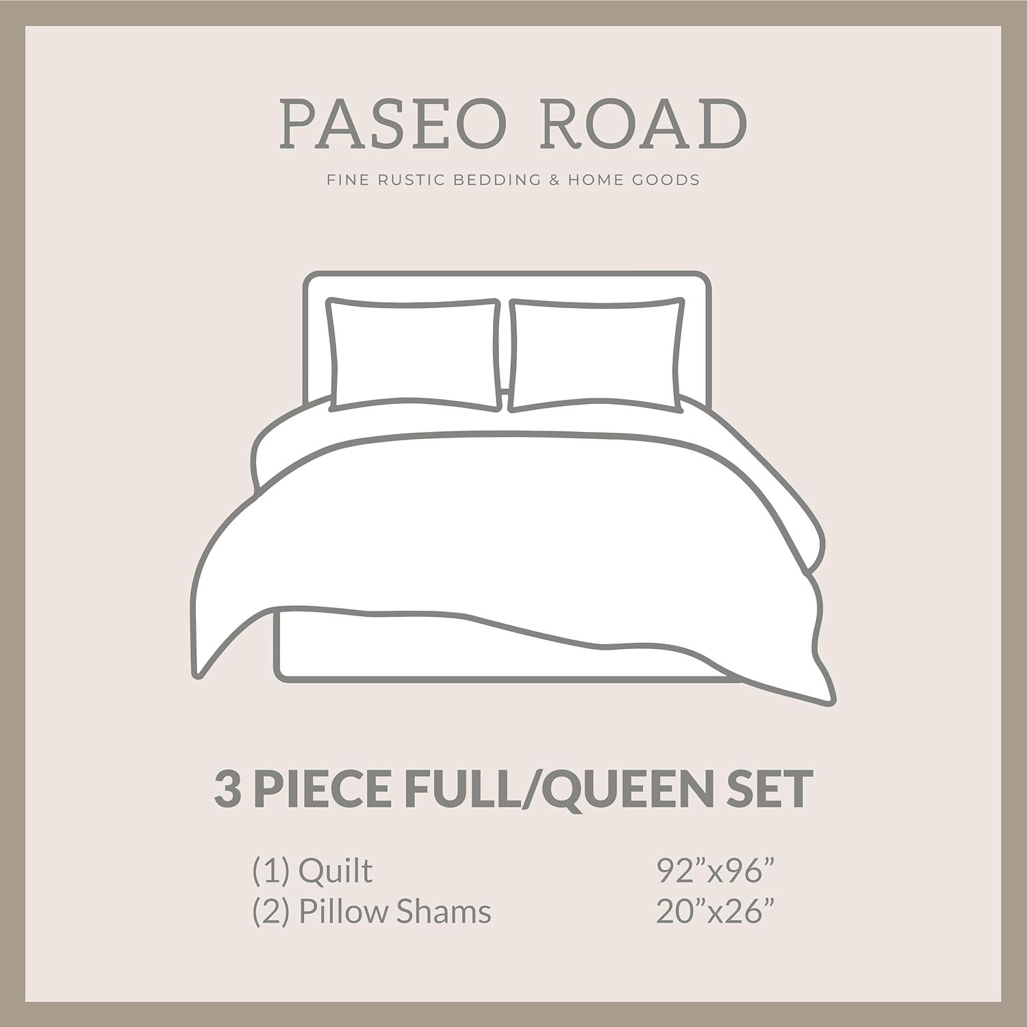 Paseo Road by HiEnd Accents Ranch Life White/Black Cotton Reversible Western Rustic Farmhouse 3 Piece Quilt Set