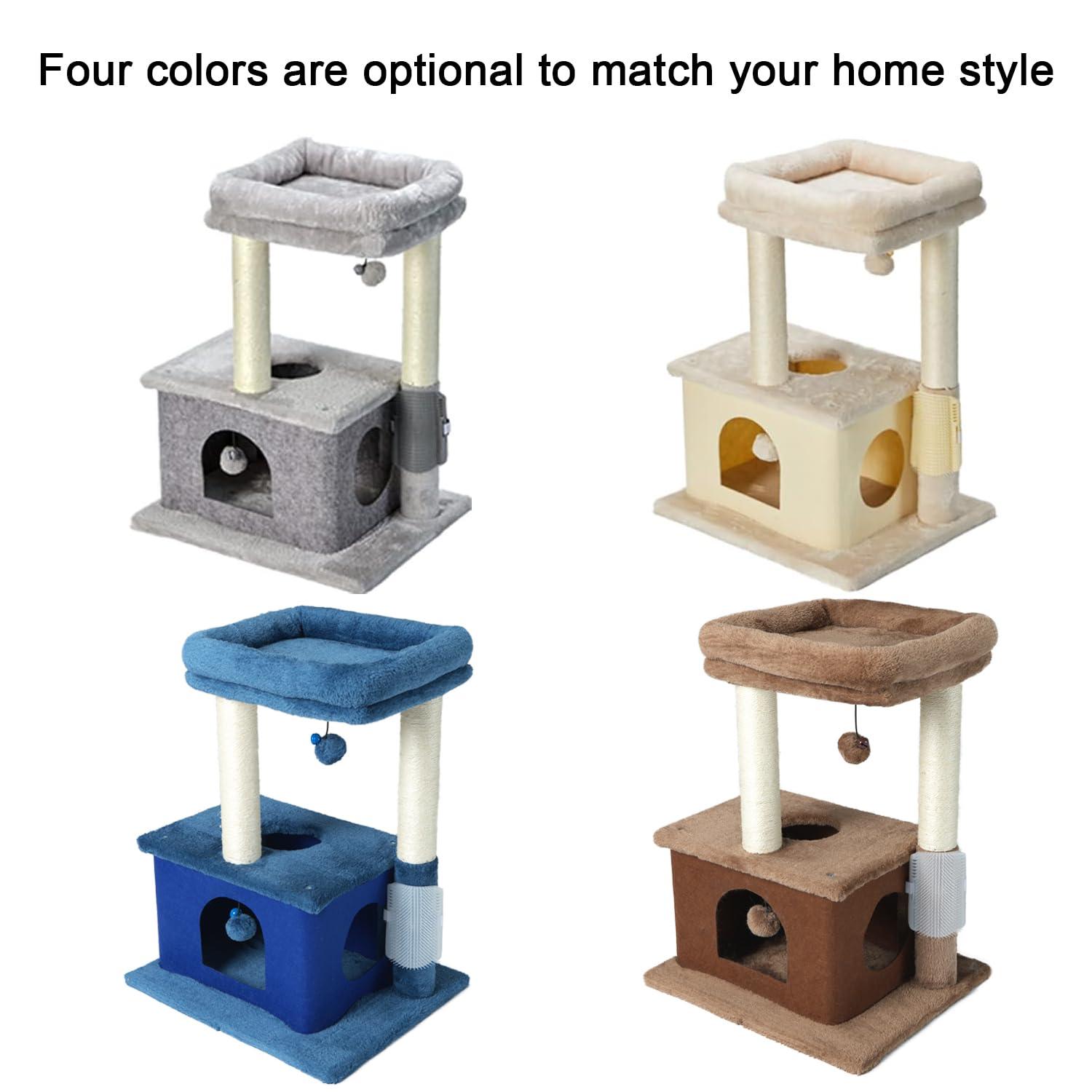 FDW Multi-Functional Cat Tree for Climbing Scratching and Resting Cat Tower for Indoor Cats with Cat Scratching Post Cat Condo Furniture, Navy Blue