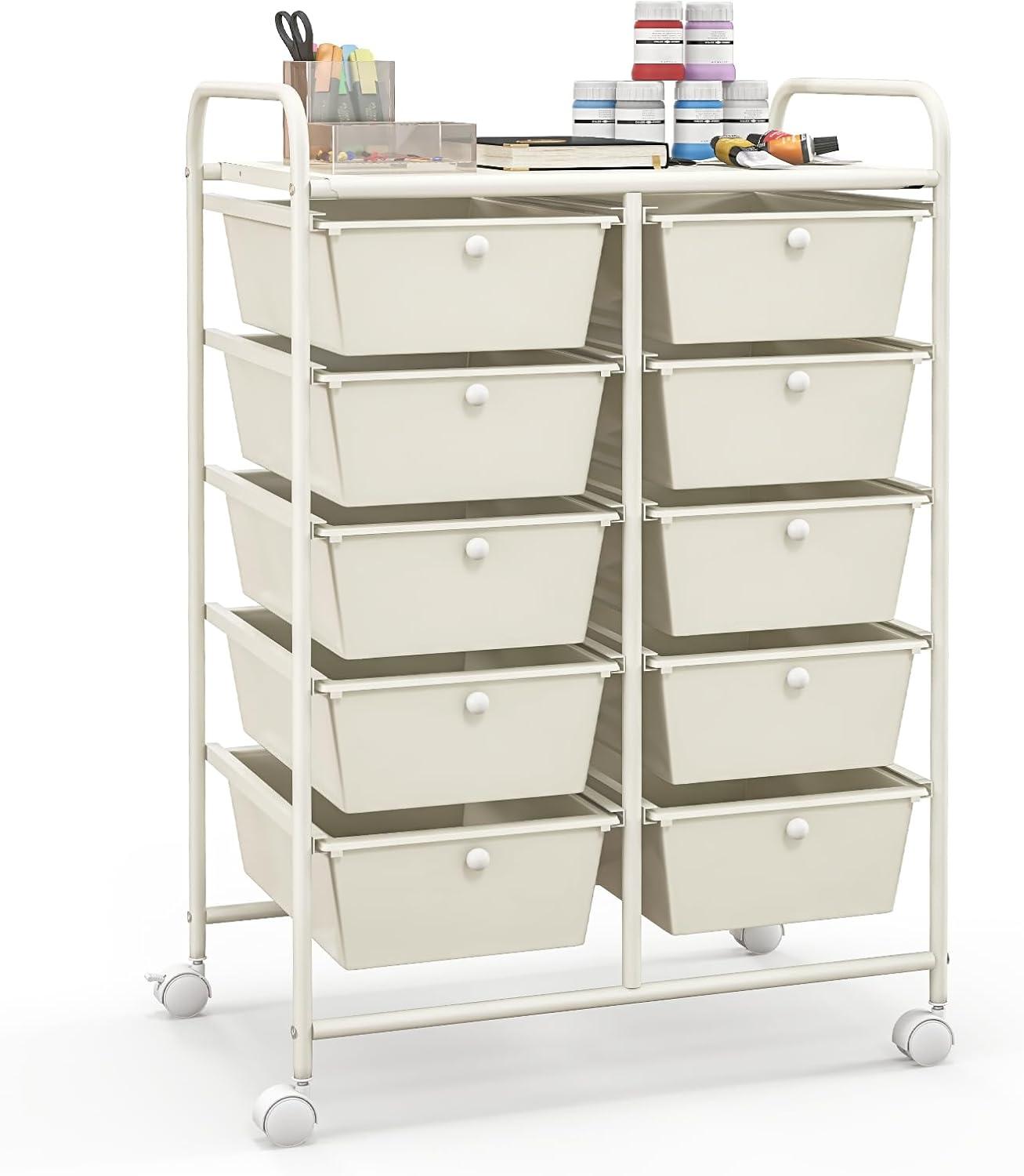 10-Drawer Rolling Storage Cart