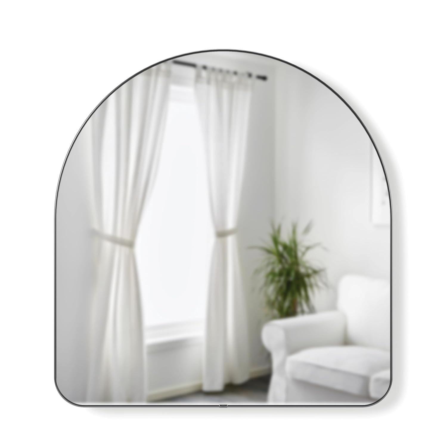 34" x 36" Hubba Arched Mirror Metallic Titanium - Umbra: Modern Oval Wall Mount, No Assembly, Steel Frame